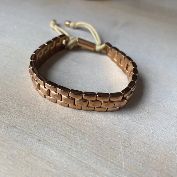 Michael Kors Rose Gold Tone Adjustable Watch Link Style silk corded bracelet - Picture 7 of 15